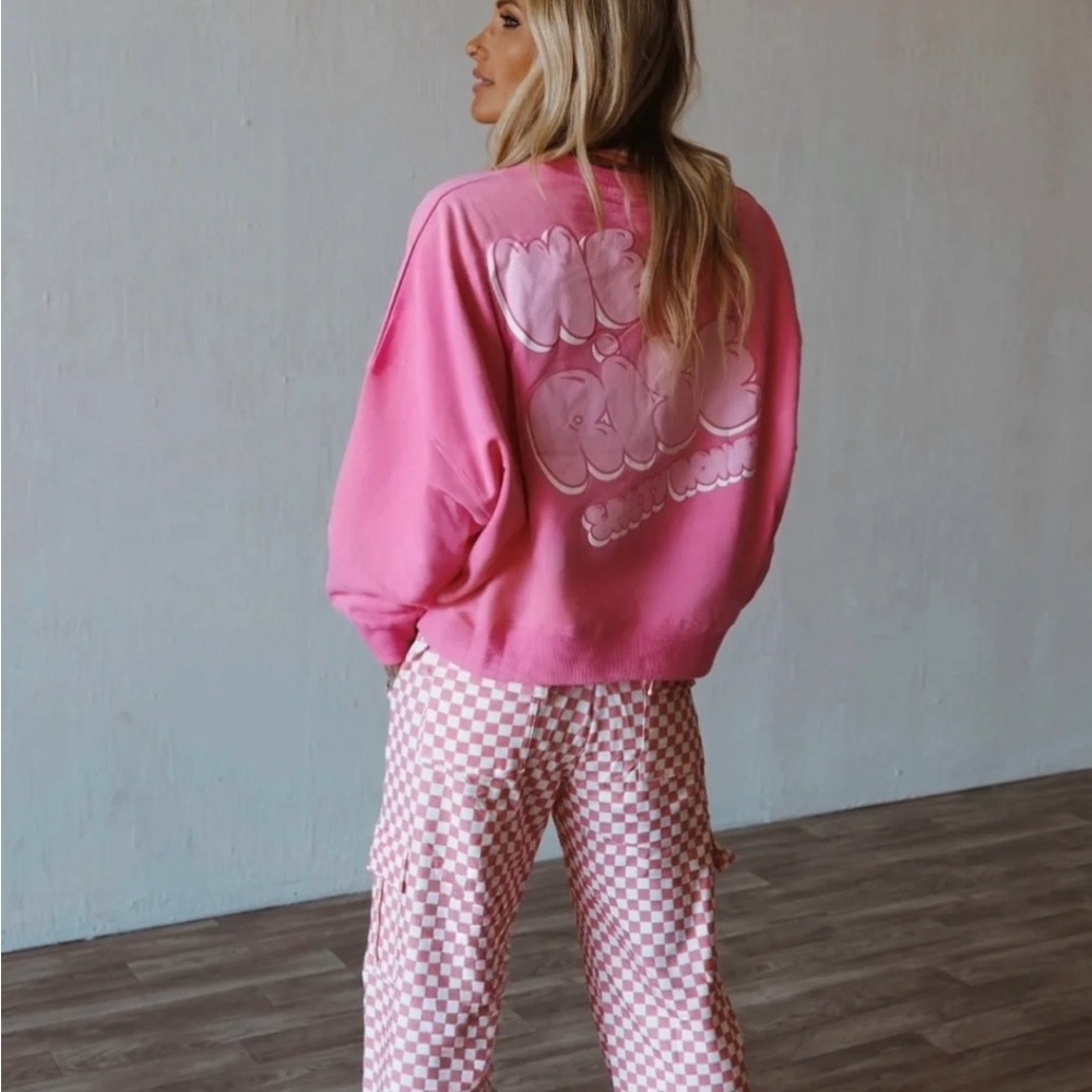 Pink fighter Checkered sweat Pants breast cancer awareness cargo pants run small - Picture 2 of 10